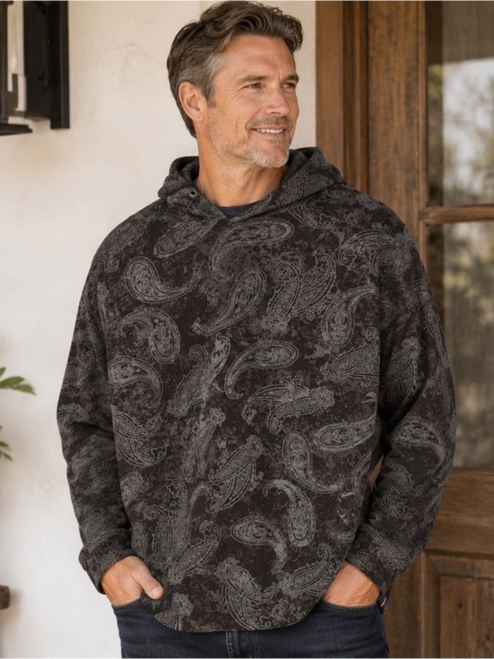 Robert Graham Gray Paisley Print Pullover Sweatshirt Hoodie GUC 3XL #2269